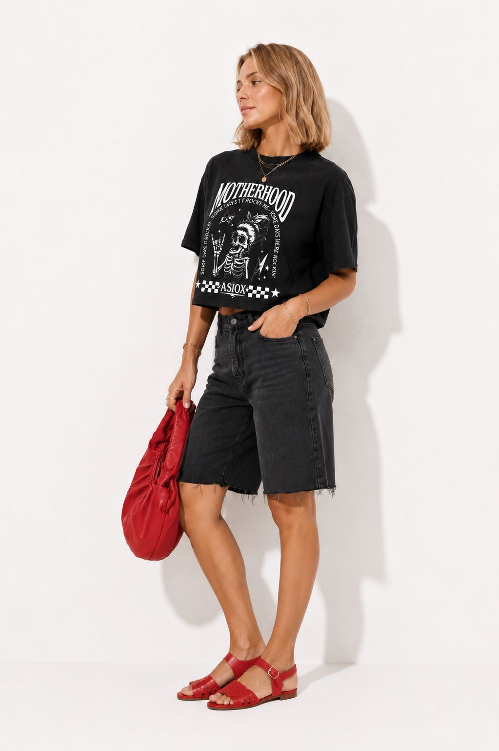 ASIOX CAMISETA CROP White
