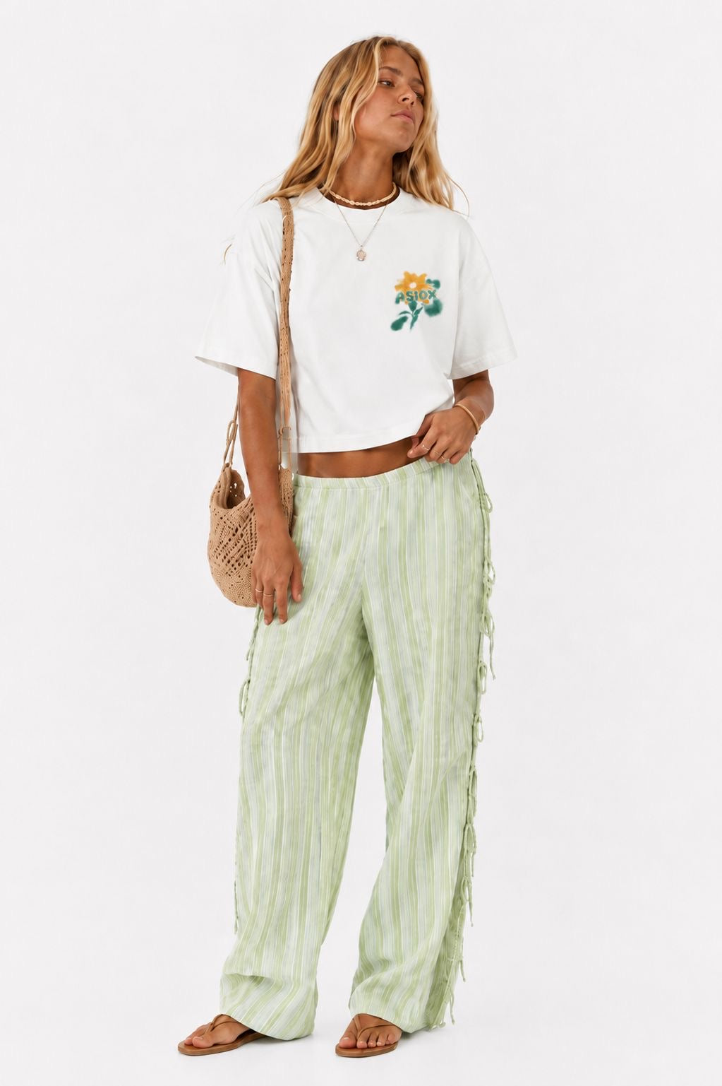 ASIOX CAMISETA CROP GREEN