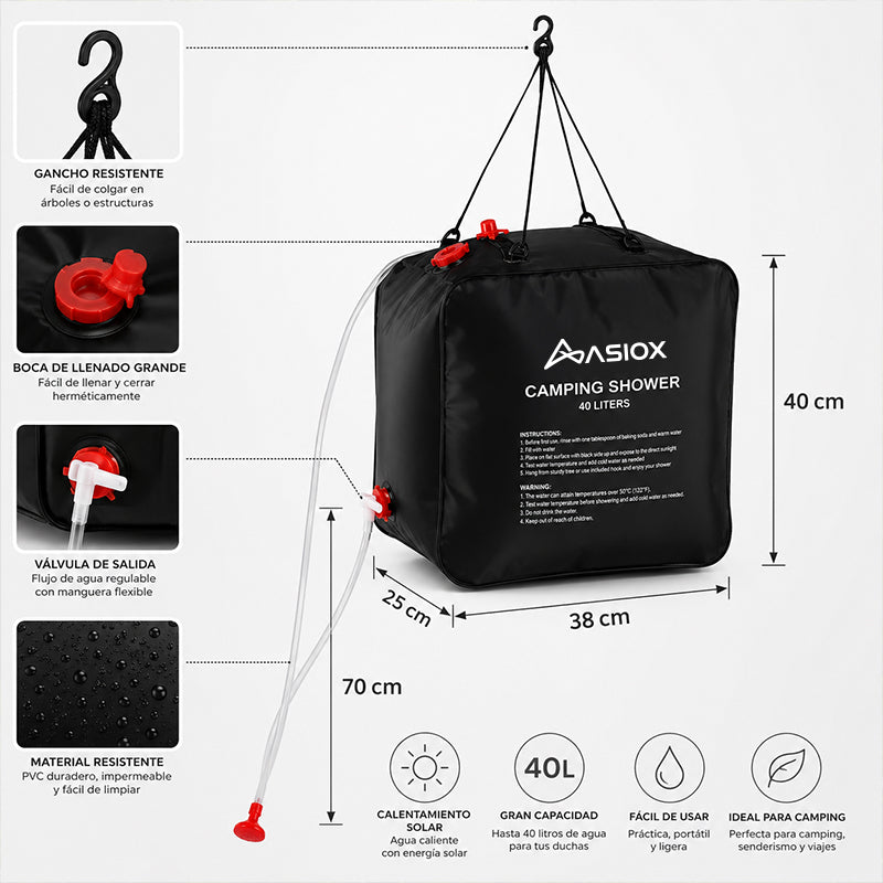 Ducha Solar Portátil ASIOX 40L